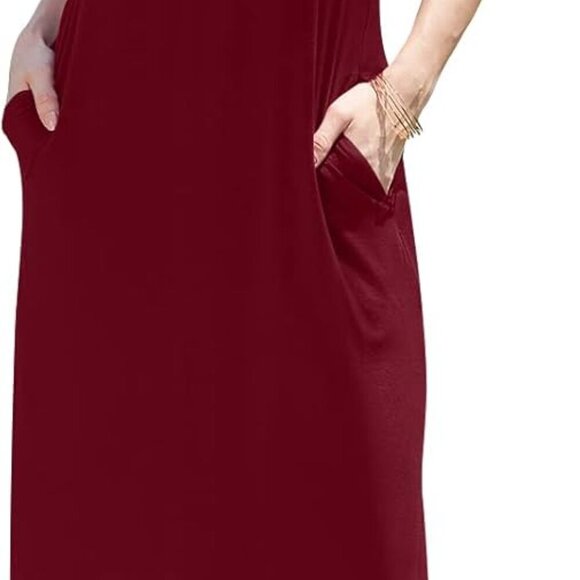 Women's Sleeveless V Neck Maxi Dress Pockets Casual Summer Long - Picture 5 of 7